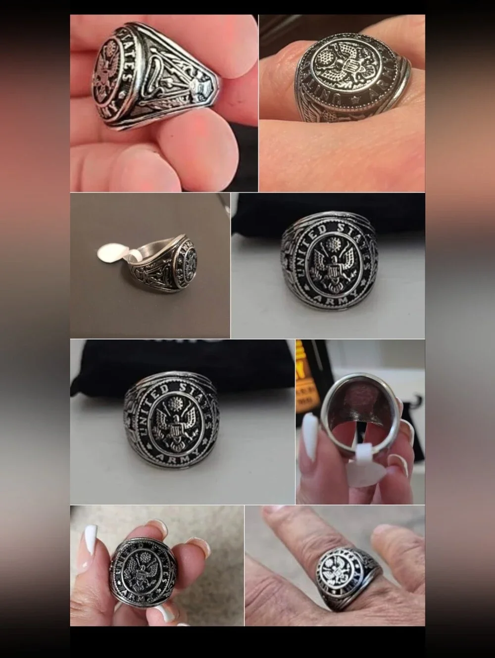 New Stainless steel US Army American Flag Eagle ring Sizes 7 - 13 Available